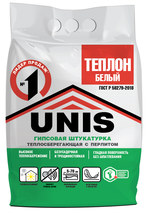 Штукатурка гипсовая Unis Теплон белый (5 кг)